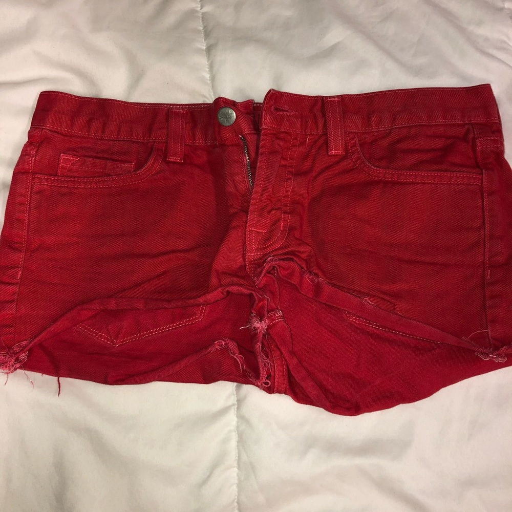 Red Jean Shorts
